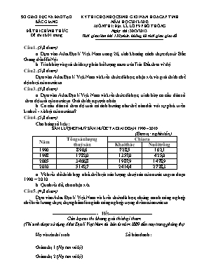 Đề thi chọn học sinh giỏi cấp tỉnh Địa lí lớp 9 - Năm học 2016-2017 - Sở GD & ĐT Bắc Ninh